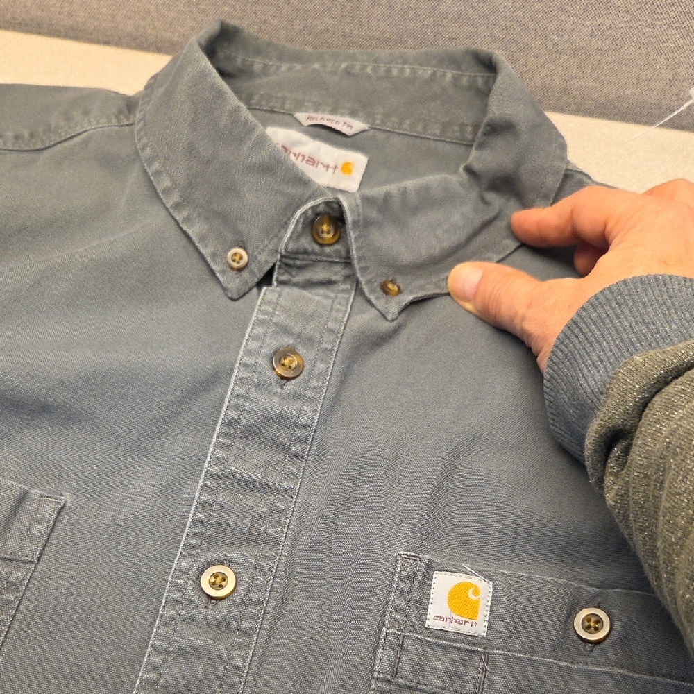 Carhartt Steel Grey Button-Up Denim Shirt